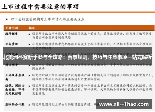 北美洲杯赛新手参与全攻略：赛事规则、技巧与注意事项一站式解析