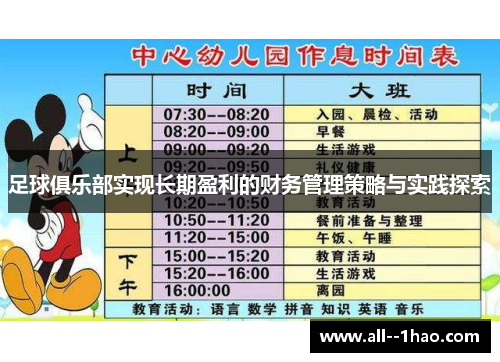 足球俱乐部实现长期盈利的财务管理策略与实践探索 足球俱乐部实现长期盈利的财务管理策略与实践探索